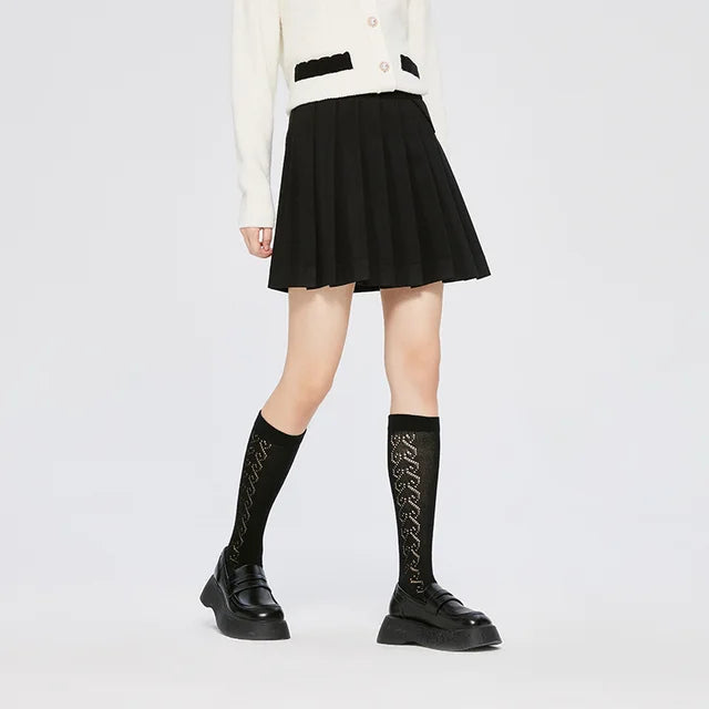 Semir Half Length Skirt Women Imitation Pleated Skirt Asymmetrical 2022 Winter New Style Girl Fashion Splicing Short Skirt Sweet