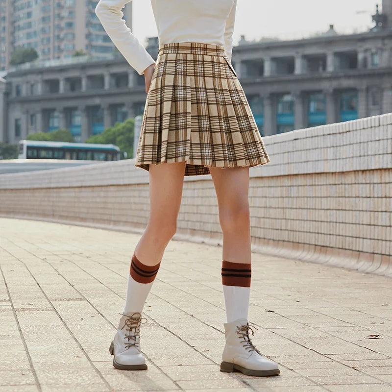Semir Half Length Skirt Women Imitation Pleated Skirt Asymmetrical 2022 Winter New Style Girl Fashion Splicing Short Skirt Sweet
