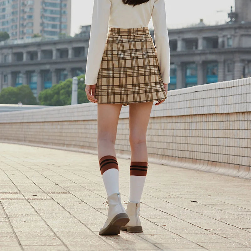 Semir Half Length Skirt Women Imitation Pleated Skirt Asymmetrical 2022 Winter New Style Girl Fashion Splicing Short Skirt Sweet