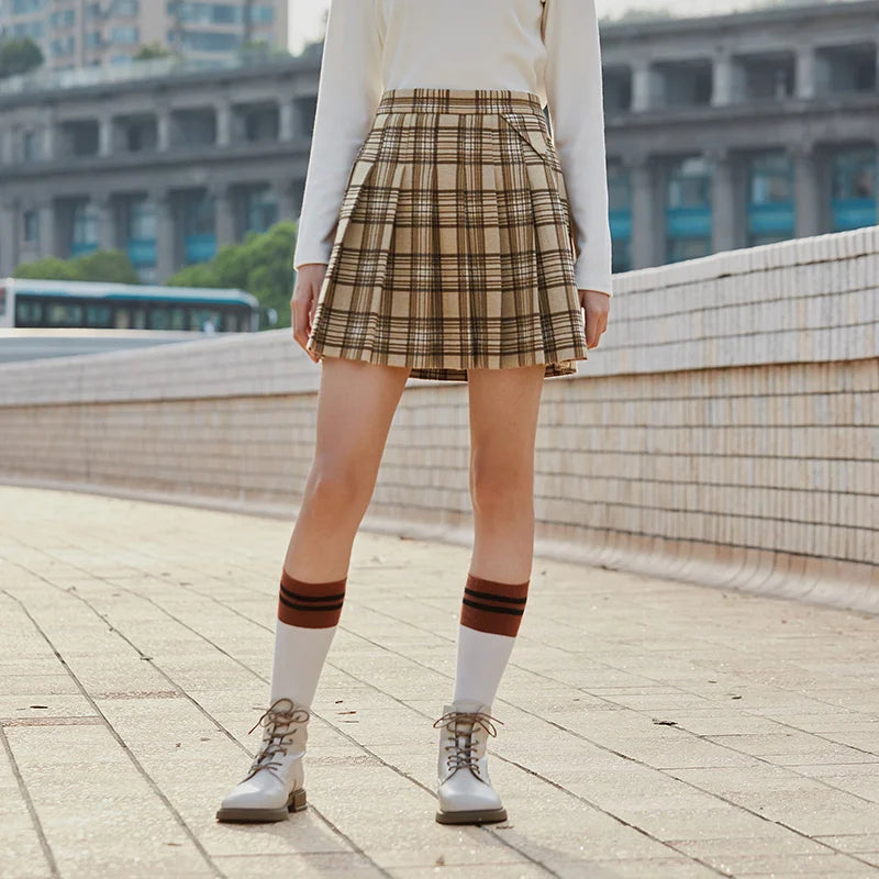 Semir Half Length Skirt Women Imitation Pleated Skirt Asymmetrical 2022 Winter New Style Girl Fashion Splicing Short Skirt Sweet